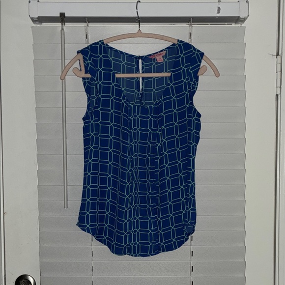 Candie's Tops - Candie's Blue and Teal Geometric Blouse